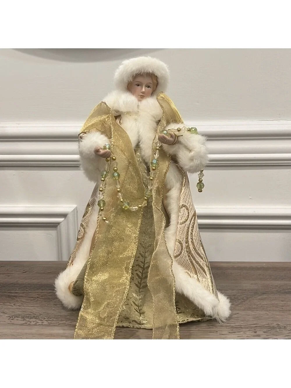 Vintage Victorian Golden Angel Tree Topper Christmas Tree Topper
